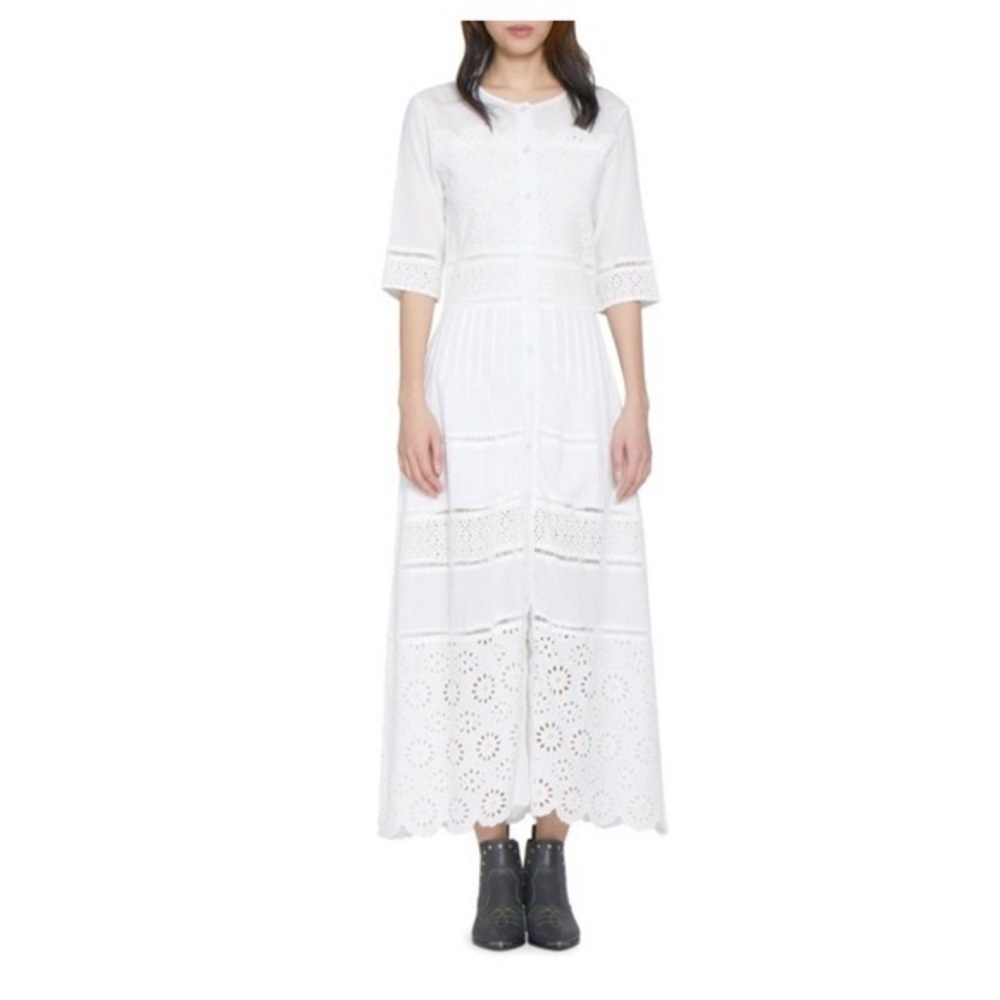 Walter Baker White Eyelet Midi Dress